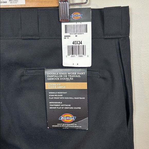 Dickies Double Knee Work Pants Black 40x34 Loose Fit Wrinkle Resistant NWT - Picture 1 of 10